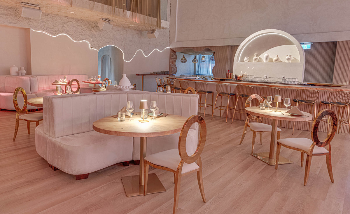 The room set for a private event